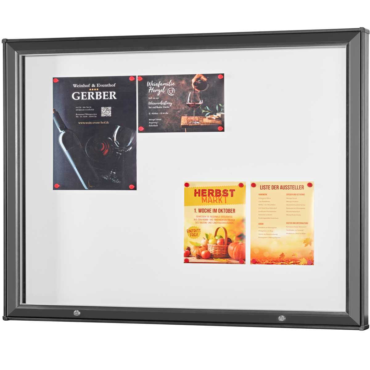 Schaukasten Modell A, 15 x DIN A4, Innen- und Außenbereich, Querformat, schwarz