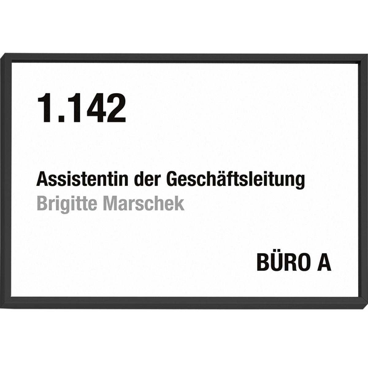 Türschild, Modell Madrid, ~ DIN A5, Schwarz, Querformat, Schraub- oder Klebemontage