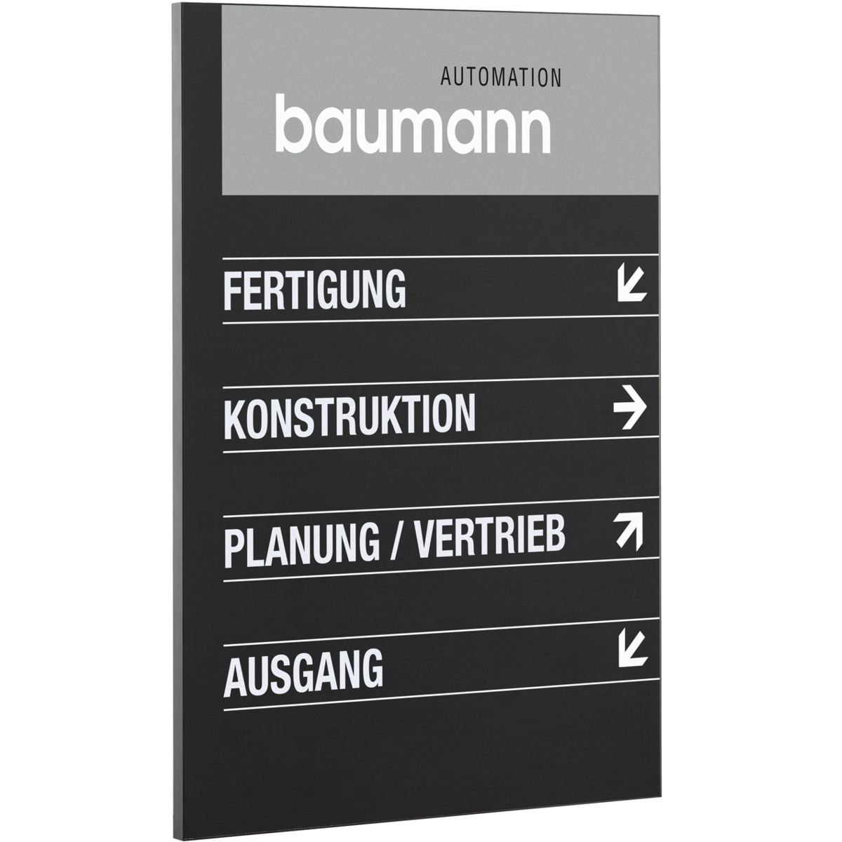 Wandschild, Modell Madrid, 850 x 650 mm, Hochformat oder Querformat, Schwarz, Beschriftung direkt auf den Artikel