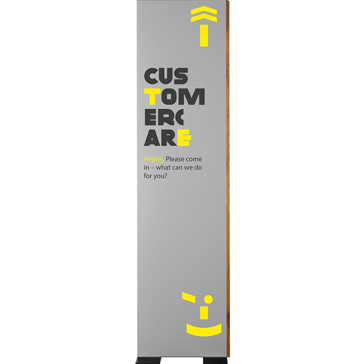 Innenaufsteller (Infostele), Modell LMH, 1.800 x 450 mm (H x B), Silber, Eiche