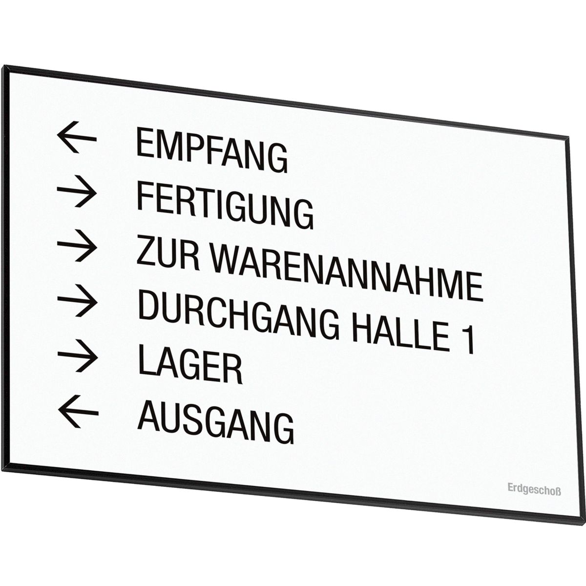 Wandschild, Modell Madrid, ~ DIN A3, Querformat, Schwarz, Beschriftung mit Einleger