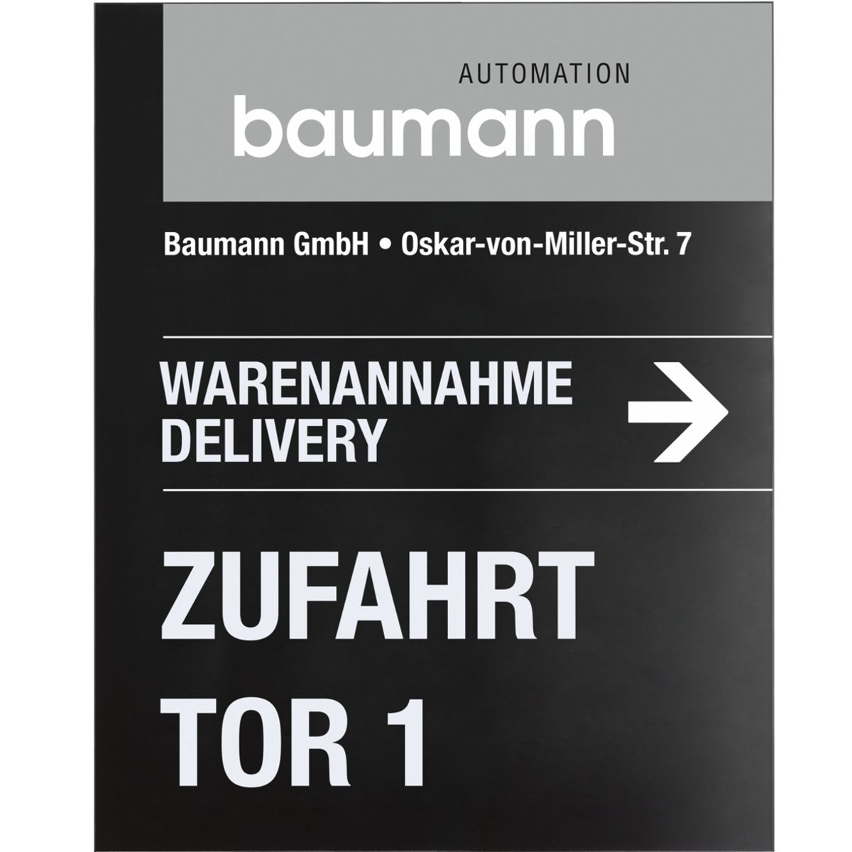 Wandschild, Modell Madrid, 1.250 x 1.000 mm, Hochformat oder Querformat, Schwarz, Beschriftung direkt auf den Artikel