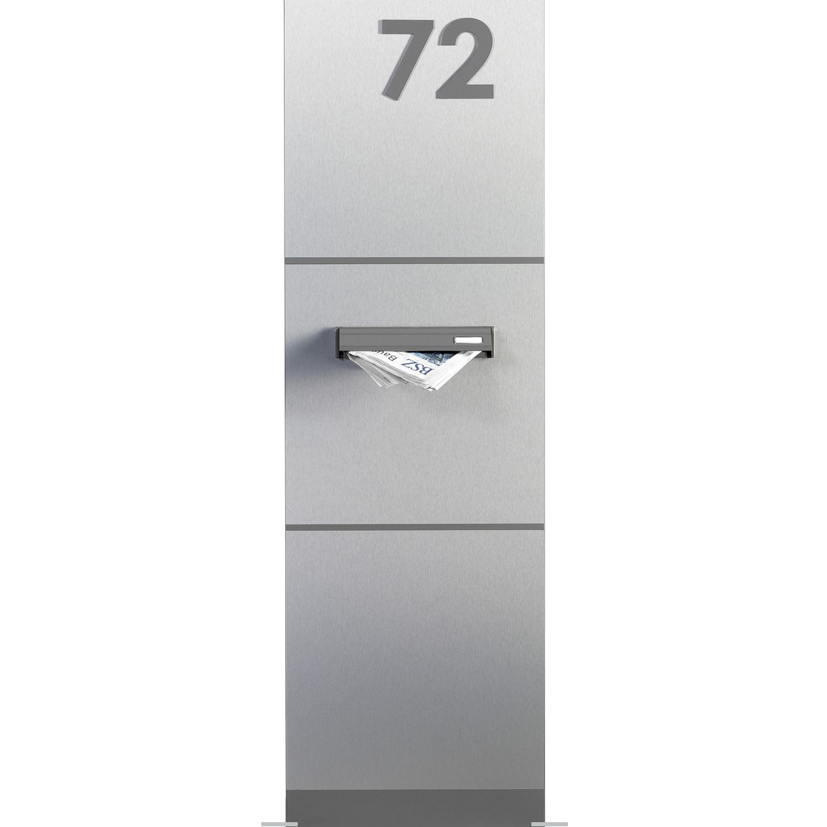 Briefkastenstele, Modell Rio, 2.000 x 730 x 167 mm (H x B x T), Hochformat, inkl. Flanschplatten