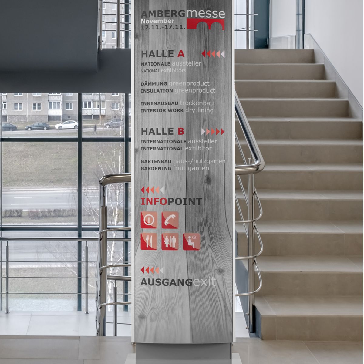 Innenaufsteller (Infostele), Modell Orlando, 2.100 x 610 mm (H x B)