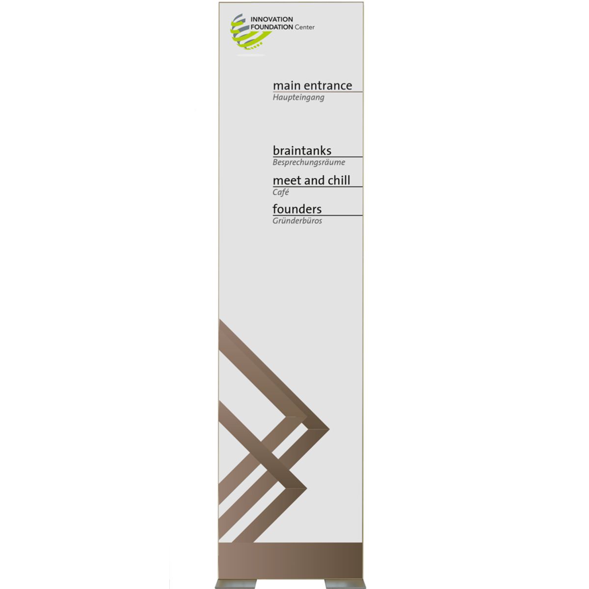 Innenaufsteller (Infostele), Modell Madrid, 1.800 x 450 mm (H x B), Bronze
