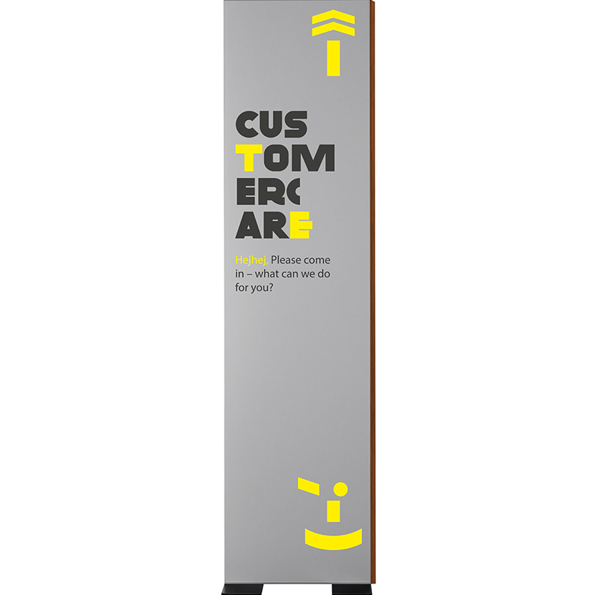 Innenaufsteller (Infostele), Modell LMH, 1.800 x 450 mm (H x B), Silber, Nussbaum