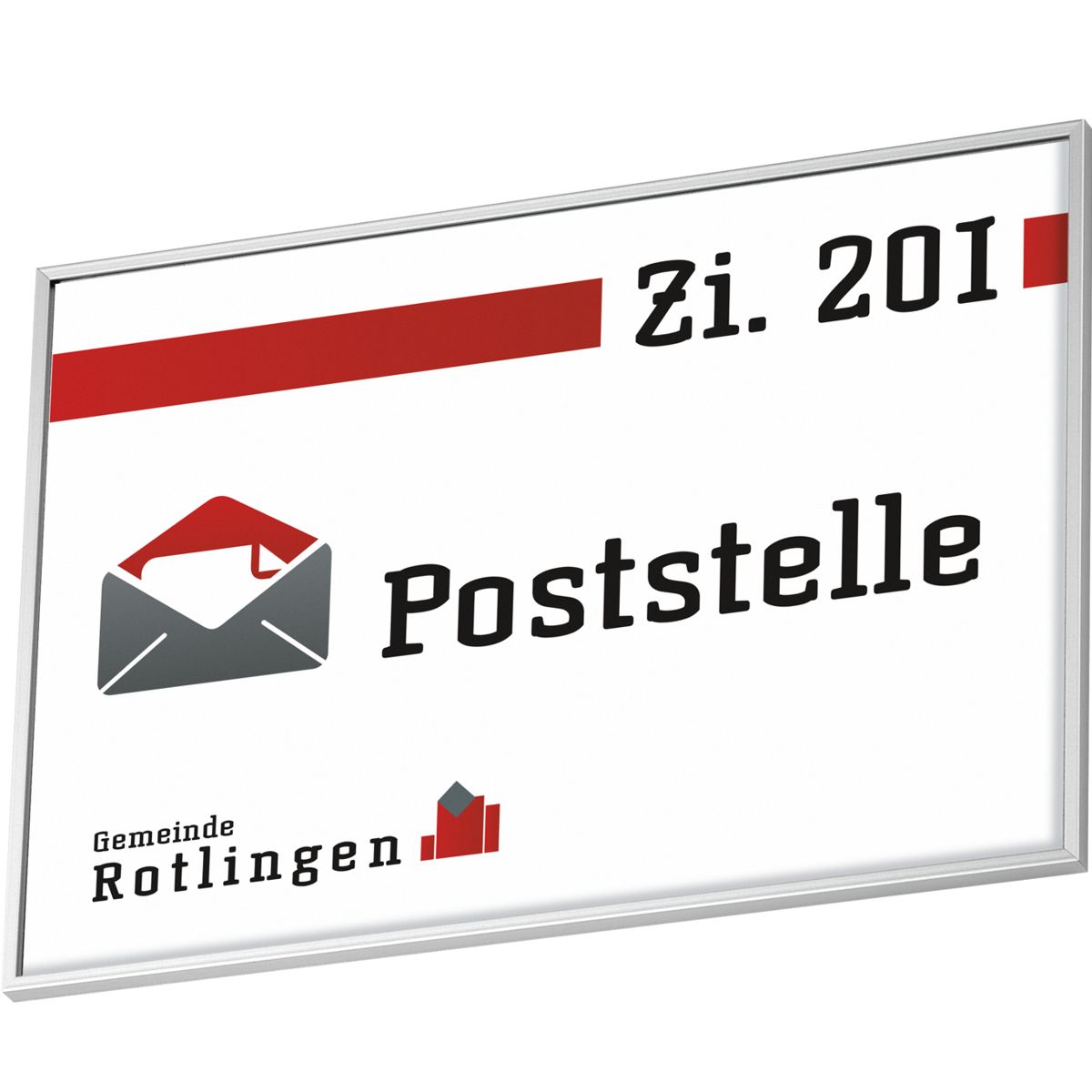 Türschild, Modell Madrid, ~ DIN A5, Silber, Querformat, Schraub- oder Klebemontage