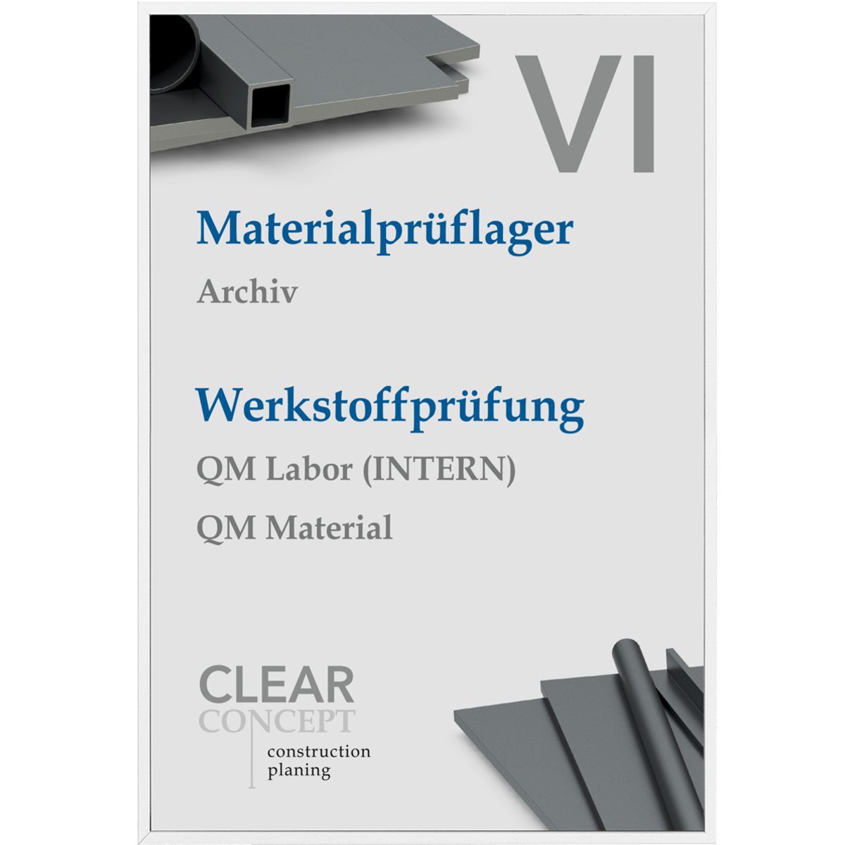 Türschild, Modell Madrid, ~ DIN A5, Weiß, Hochformat, Schraub- oder Klebemontage