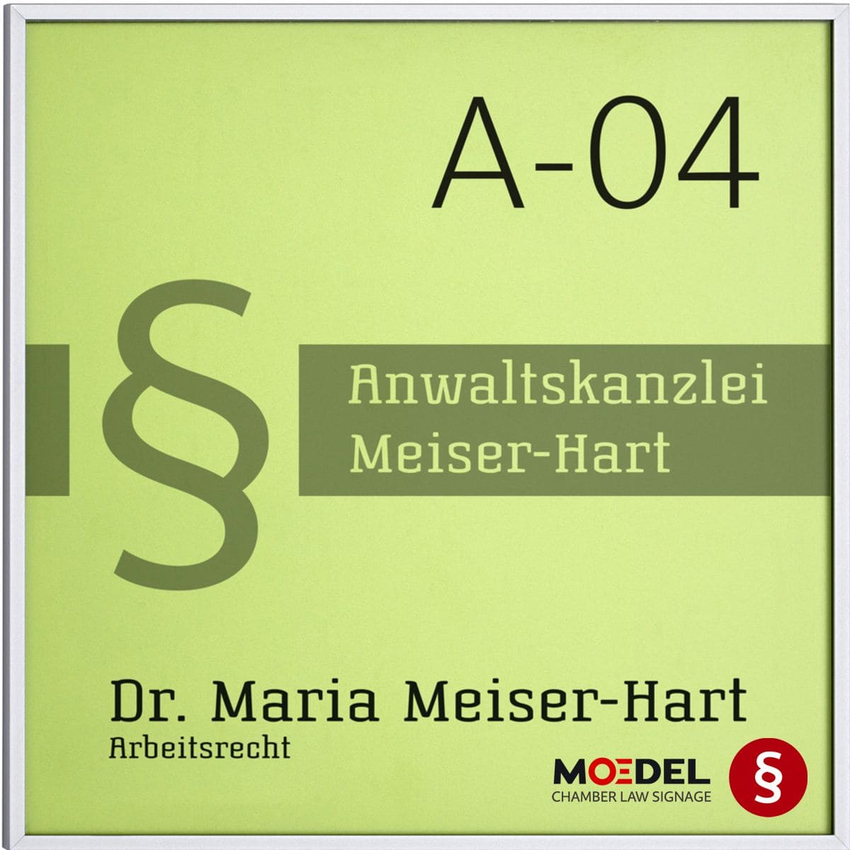 Kanzleischild für Tür, 150 x 150 mm, Silber Kanzleischild für Tür, 150 x 150 mm, Silber