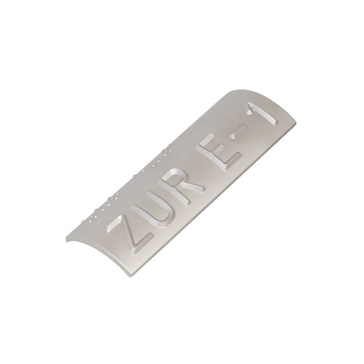 Handlaufschild aus Aluminium, ZUM mit max. 3 Zeichen, z. B. ZUM OG 1, Handlauf rund