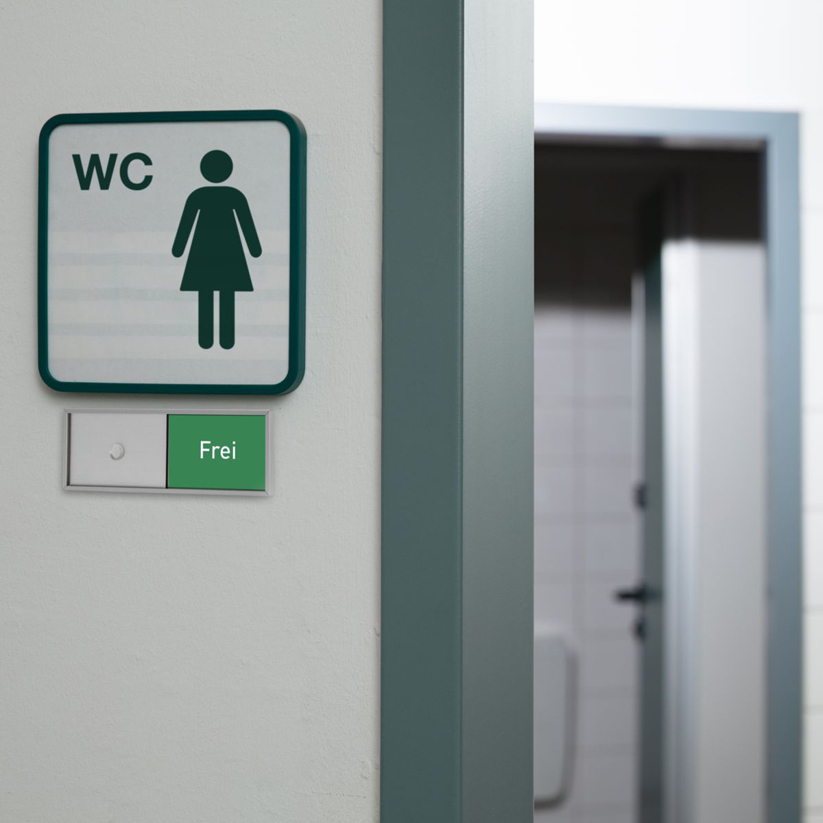 Frei Besetzt Schild, Modell Madrid, 50 x 150 mm (H x B), Silber Frei Besetzt Schild, Modell Madrid, 50 x 150 mm (H x B), Silber