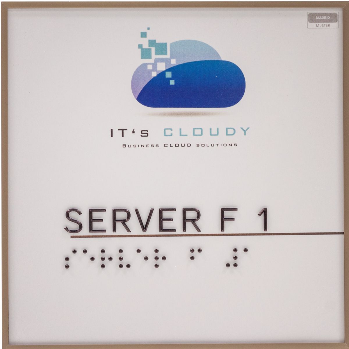 Taktiles Türschild, Modell Madrid, 150 x 150 mm, Bronze, Klebemontage