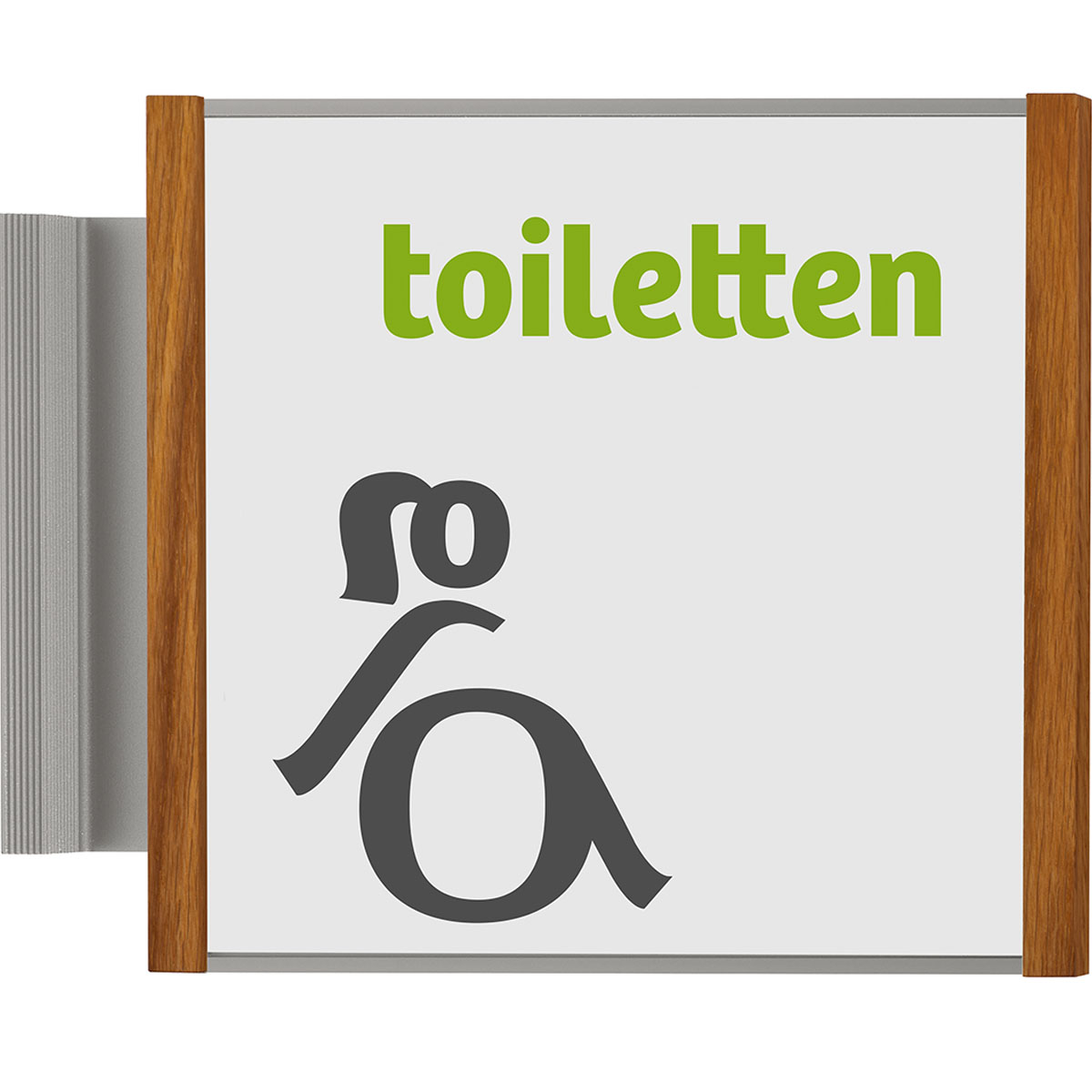 Fahnenschild (Nasenschild), Modell LMH, 150 x 159 mm (H x B), Silber mit Eiche, Beschriftung mit Einleger