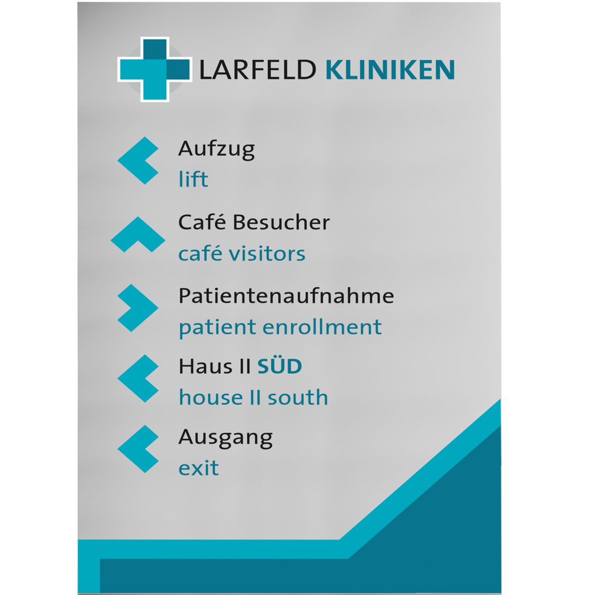 Wandschild, Modell Madrid, 2.000 x 1.250 mm, Hochformat oder Querformat, Silber, Beschriftung direkt auf den Artikel