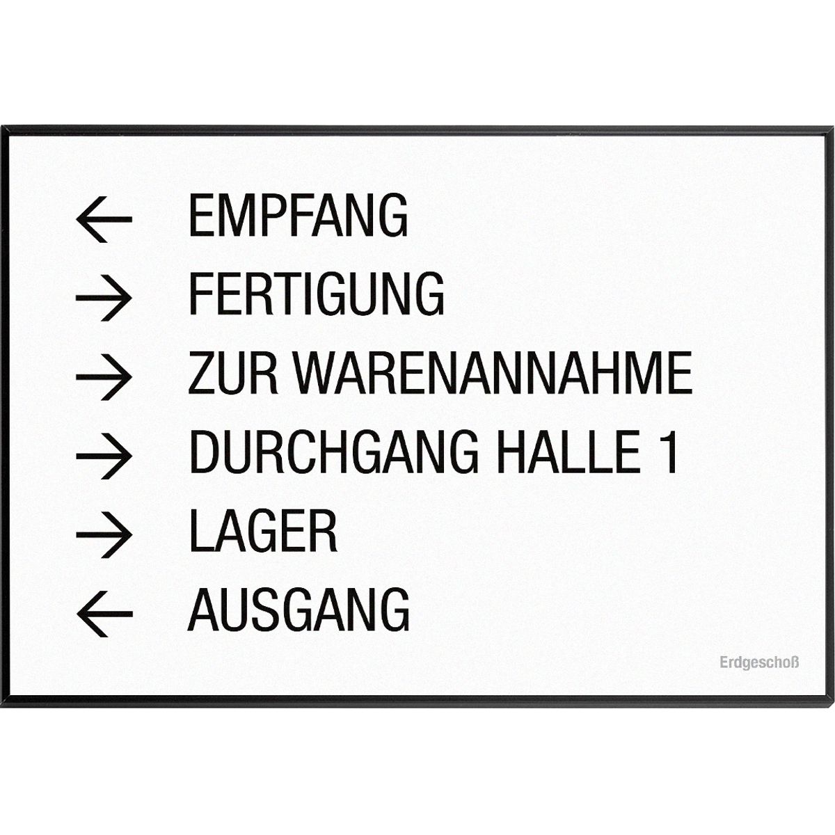 Wandschild, Modell Madrid, ~ DIN A3, Querformat, Schwarz, Beschriftung mit Einleger, Entnahmesicher