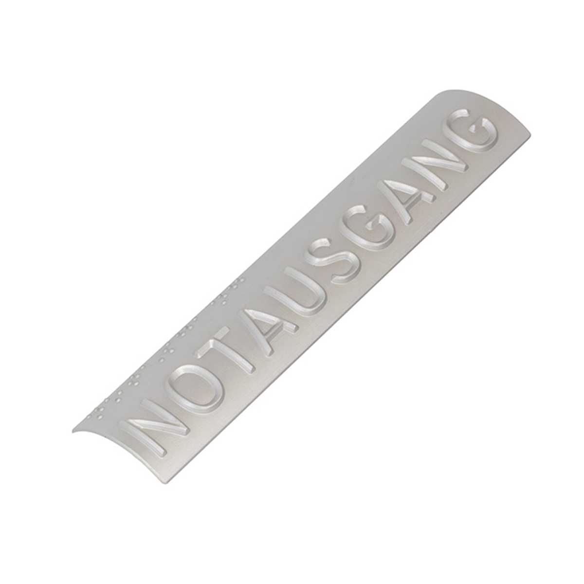 Handlaufschild aus Aluminium, max. 10 Zeichen, Handlauf rund