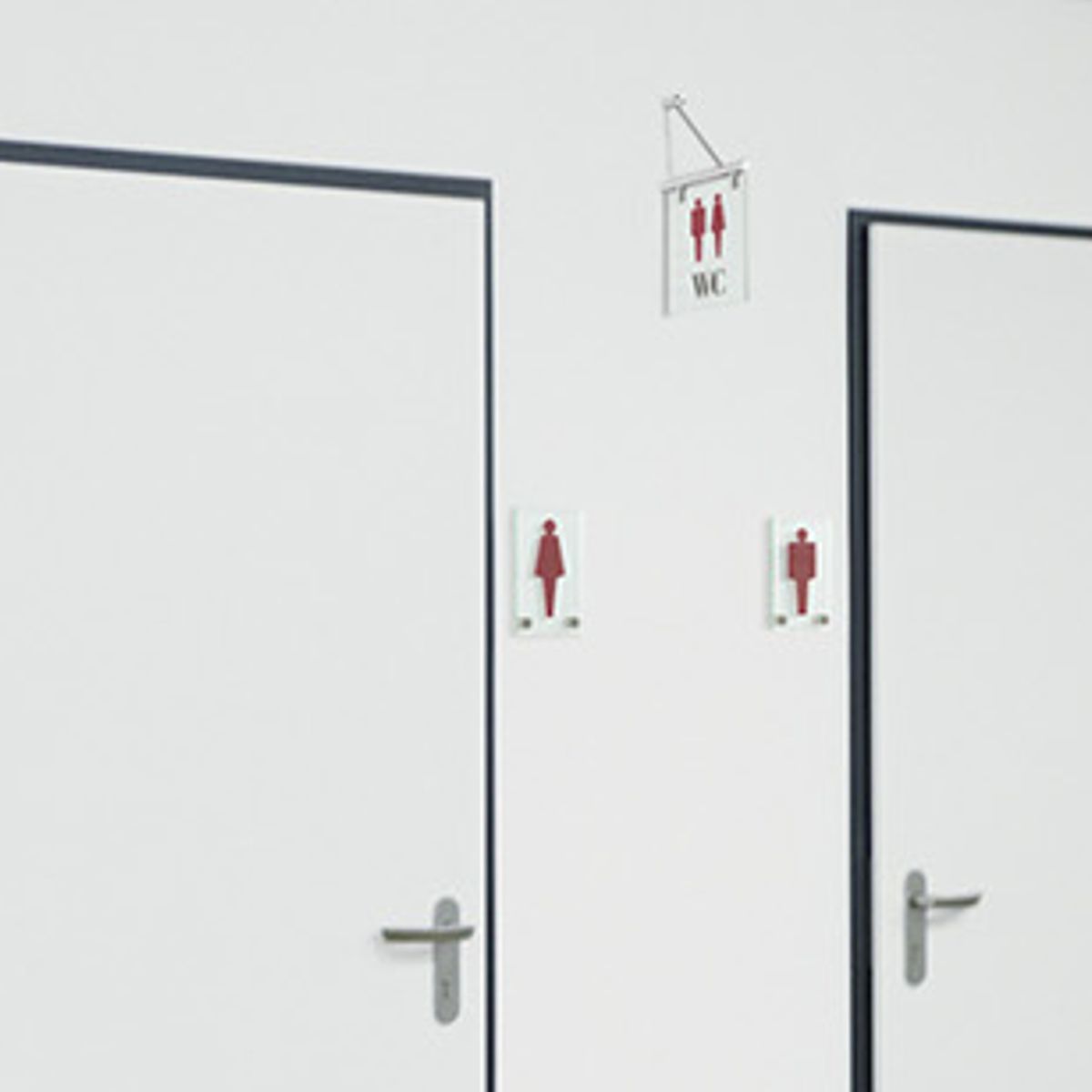 Türschild, Modell Galerie, ESG, 160 x 100 mm (H x B), 2 Abstandhalter (25 mm Wandabstand, gesichert mittels Madenschraube)