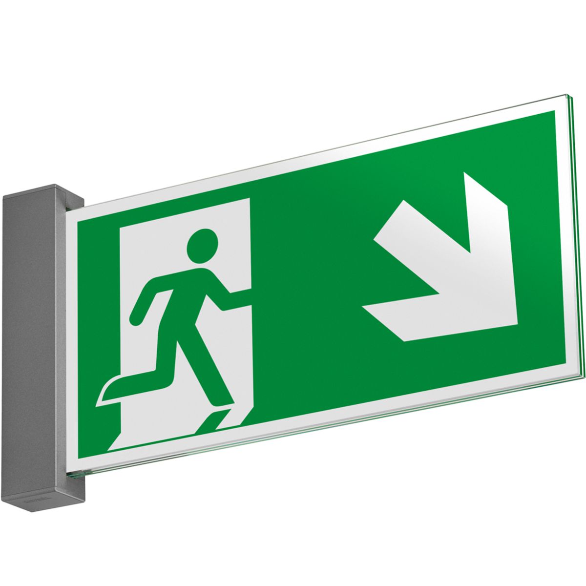 Fahnenschild (Nasenschild), Modell Torino, 148 x 337 mm (H x B), optimiert für Rettungszeichen Fahnenschild (Nasenschild), Modell Torino, 148 x 337 mm (H x B), optimiert für Rettungszeichen