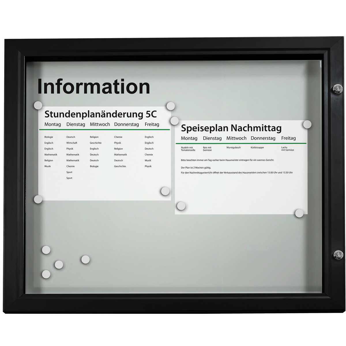 Plakatschaukasten Modell F, 8 x DIN A4, Hochformat, schwarz