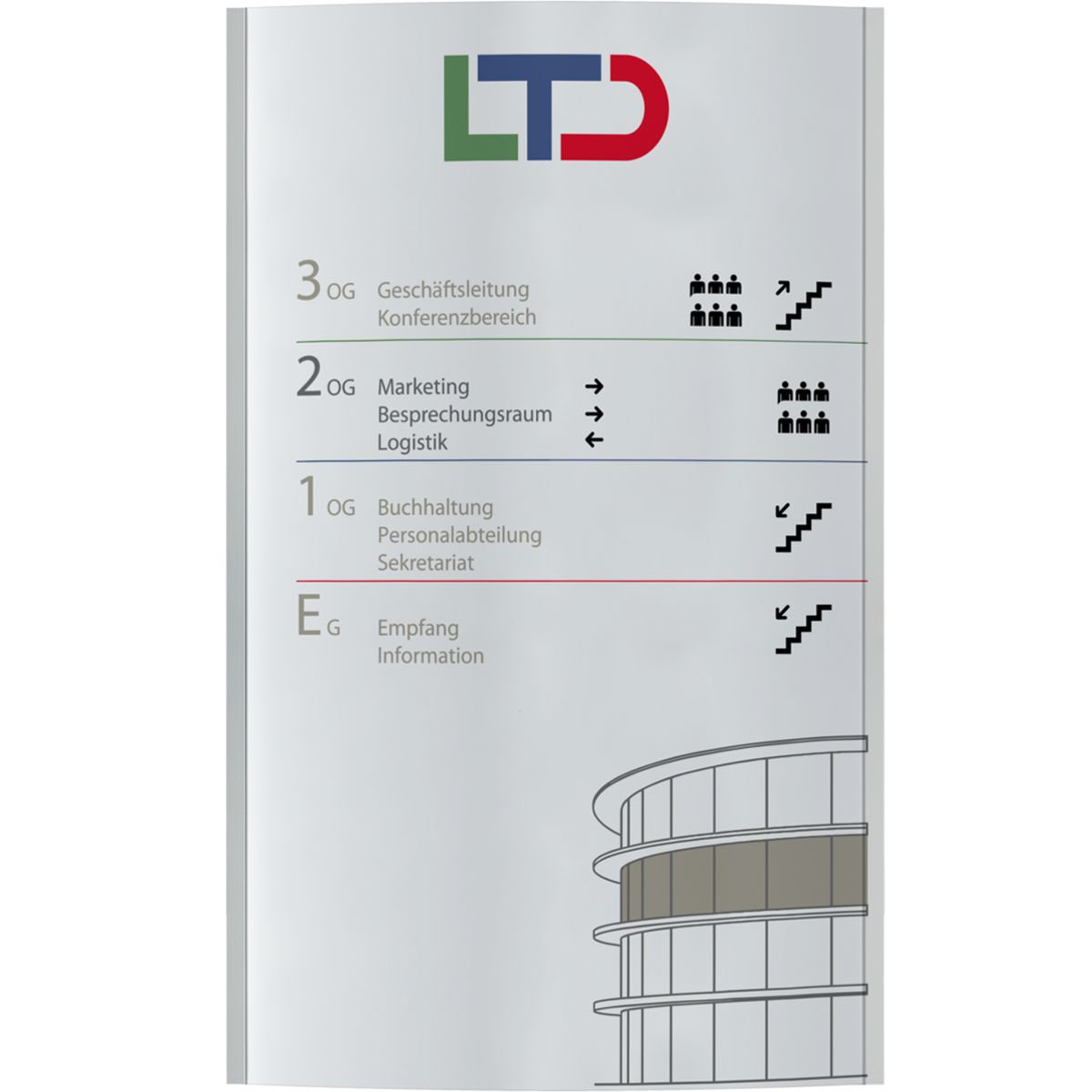 Wandschild, Modell Orlando, 1.000 x 610 mm (H x B), Hochformat
