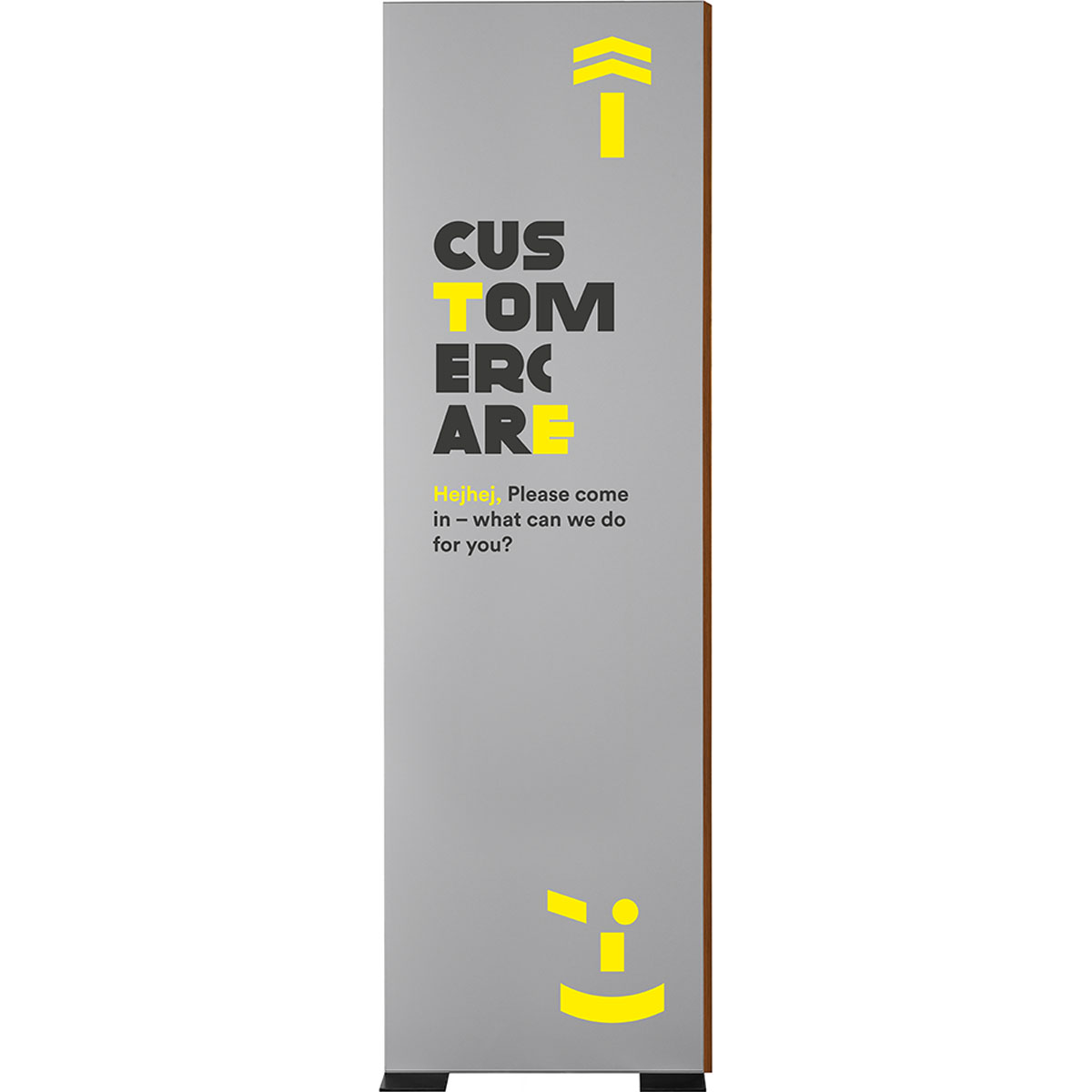 Innenaufsteller (Infostele), Modell LMH, 2.000 x 600 mm (H x B), Silber, Nussbaum