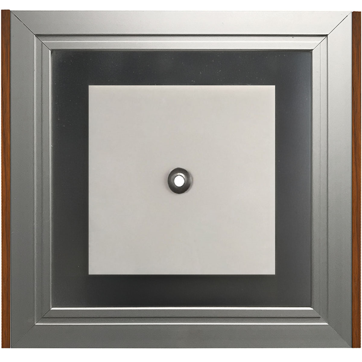 Türschild, Modell LMH, 150 x 160 mm (H x B), Rahmen aus Aluminium (Silber) und Holz (Nussbaum)