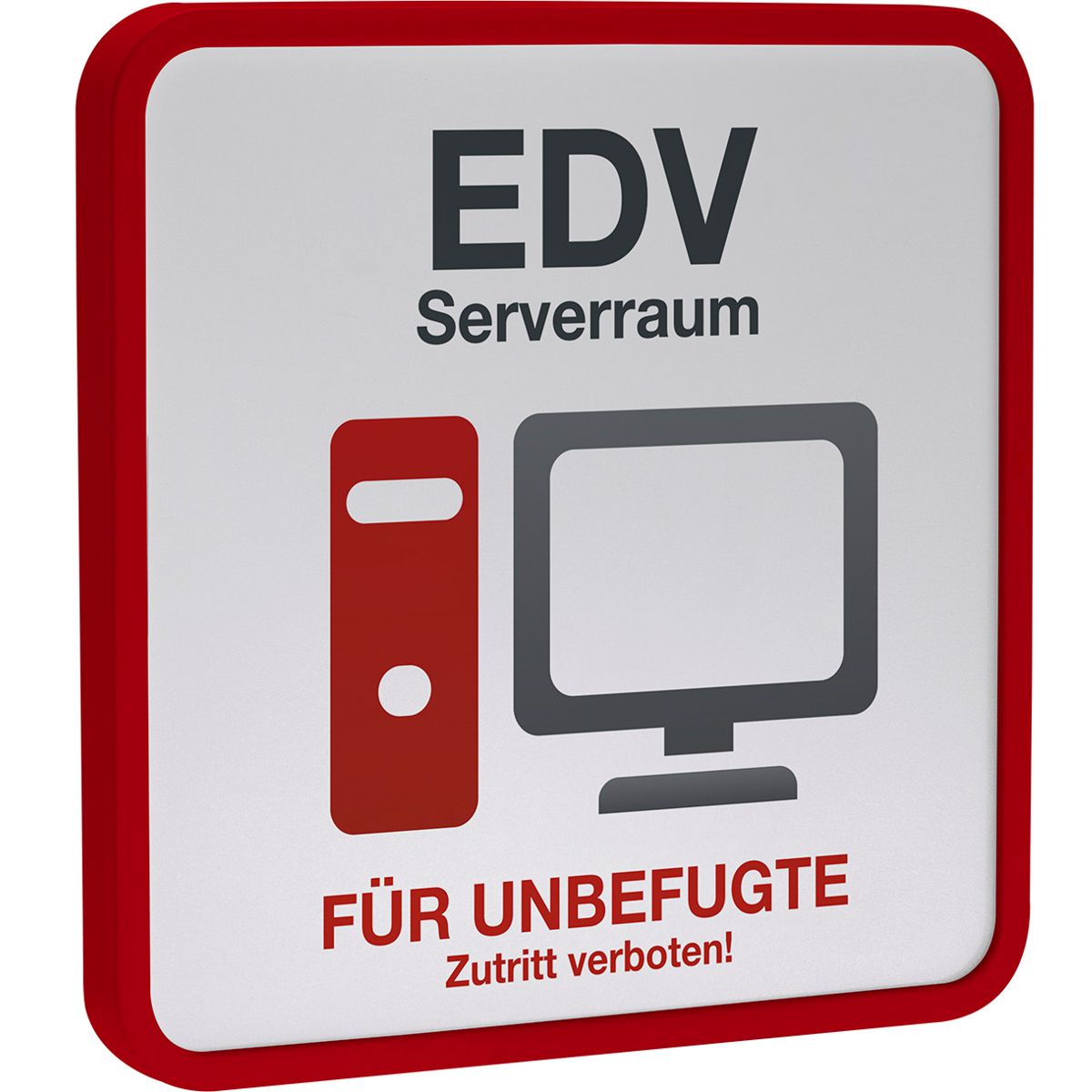 Türschild, Modell Maxi, 150 x 150 mm, inkl. Rahmen (Mittelrot)