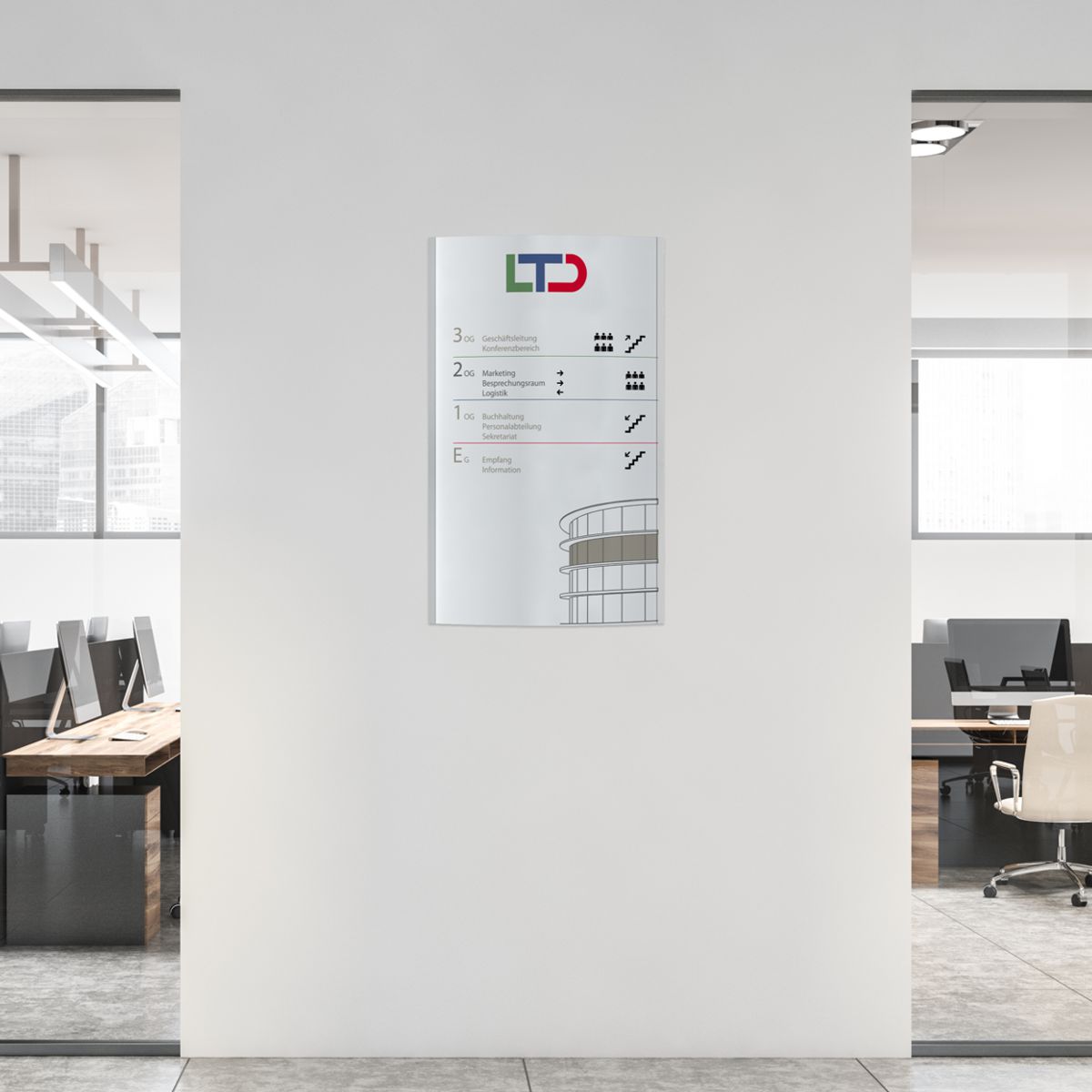 Wandschild, Modell Orlando, 1.000 x 610 mm (H x B), Hochformat