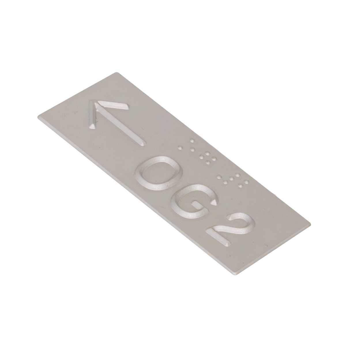 Handlaufschild aus Aluminium, Pfeil mit max. 3 Zeichen, z. B. ← OG 1, Handlauf flach