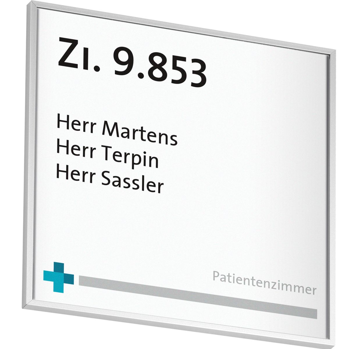 Türschild, Modell Madrid, 150 x 150 mm, Silber, Klebemontage