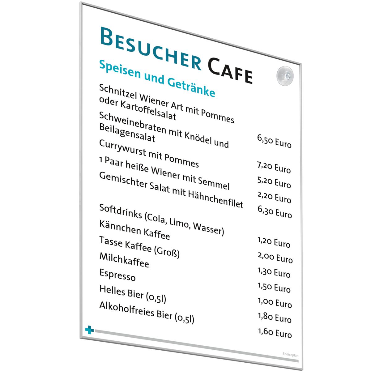 Wandschild, Modell Madrid, DIN A2, Hochformat oder Querformat, Silber, Beschriftung mit Einleger, inkl. Sauger