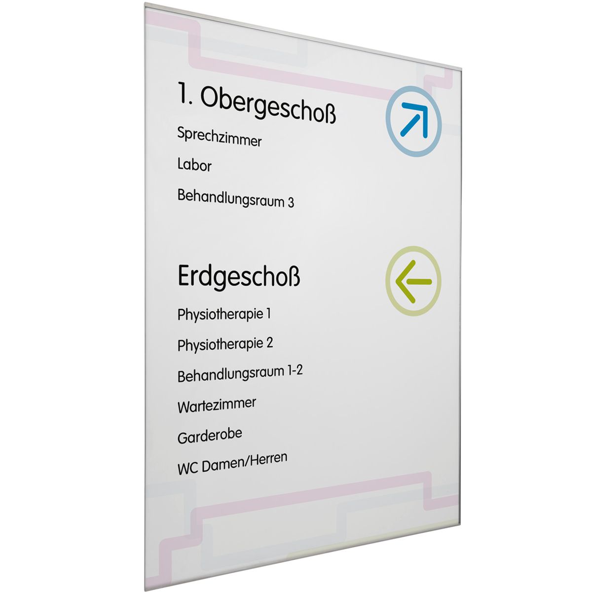 Wandschild, Modell Glasgow, DIN A1, Hochformat