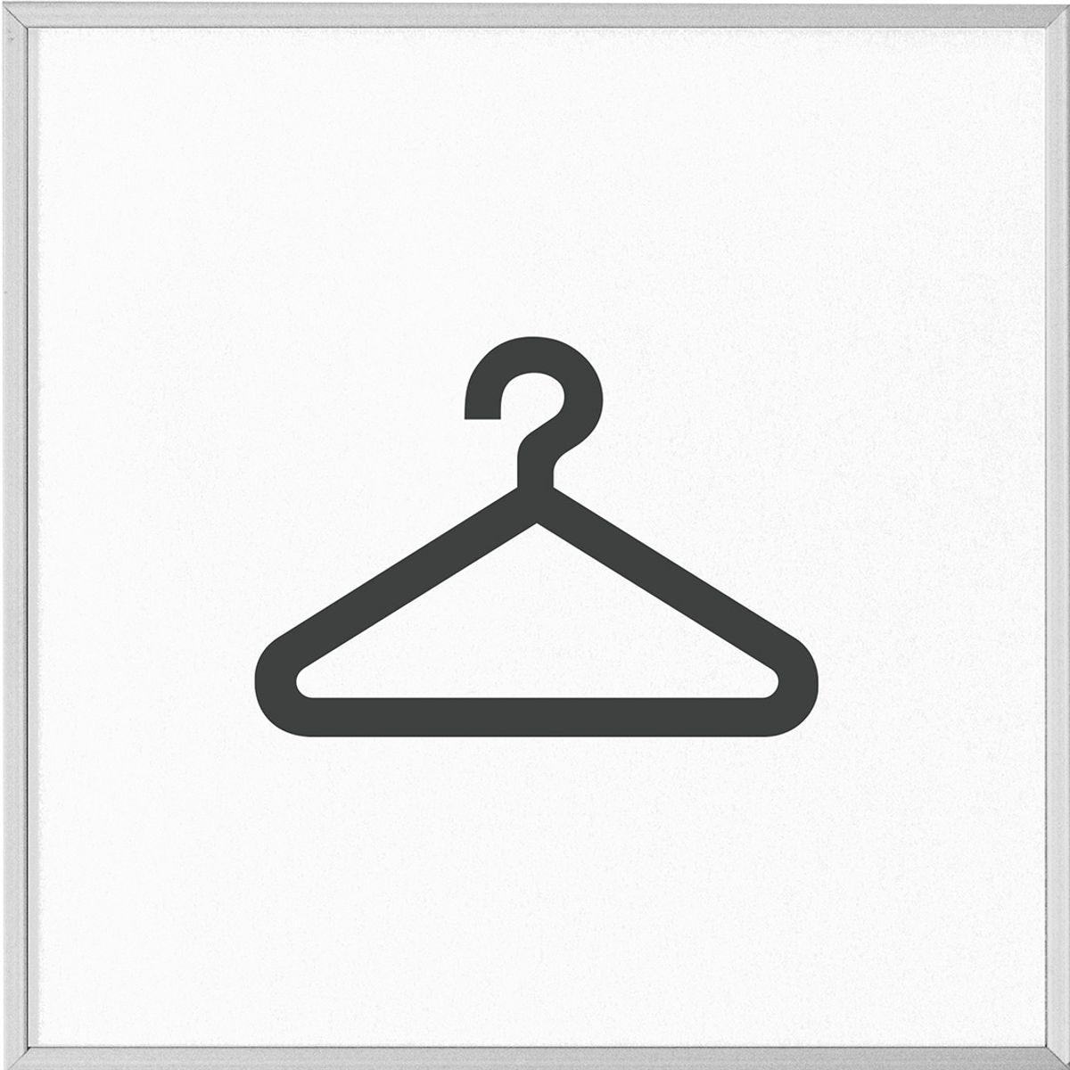 Piktogramm Garderobe, Modell Madrid, 120 x 120 mm, Silber, Klebemontage