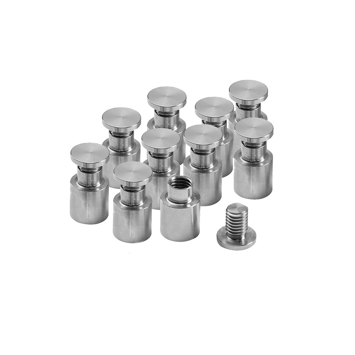 Abstandhalter aus Edelstahl, Silber, 15 mm Wandabstand, mit Schraubmechanismus, Schraubmontage, 10er VE