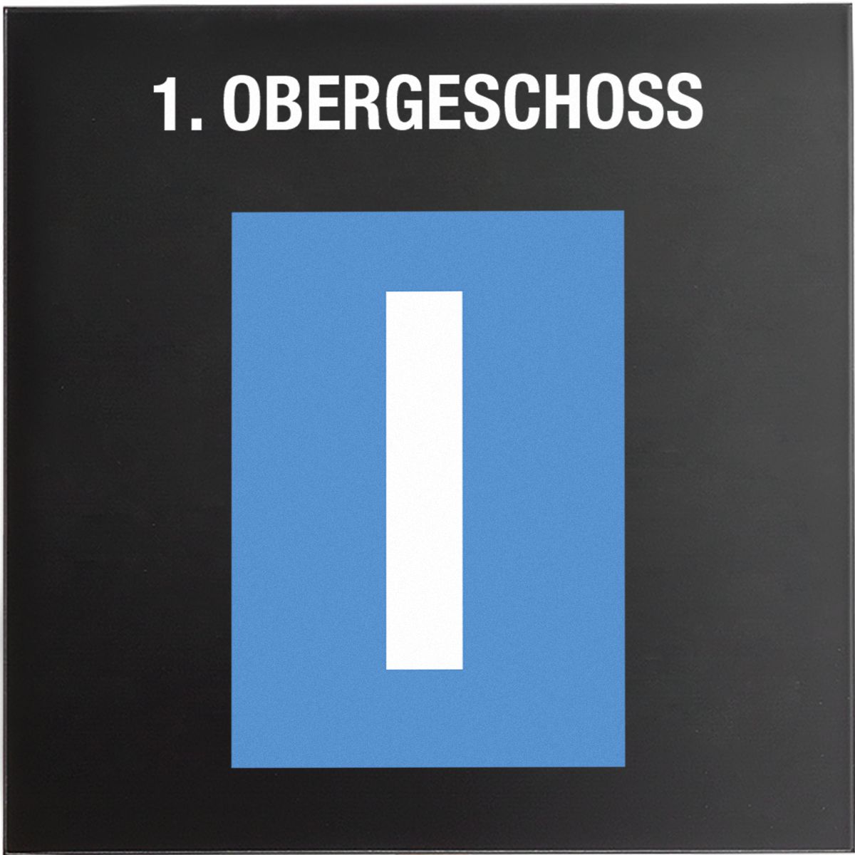 Wandschild, Modell Madrid, 450 x 450 mm, Schwarz, Beschriftung direkt auf den Artikel