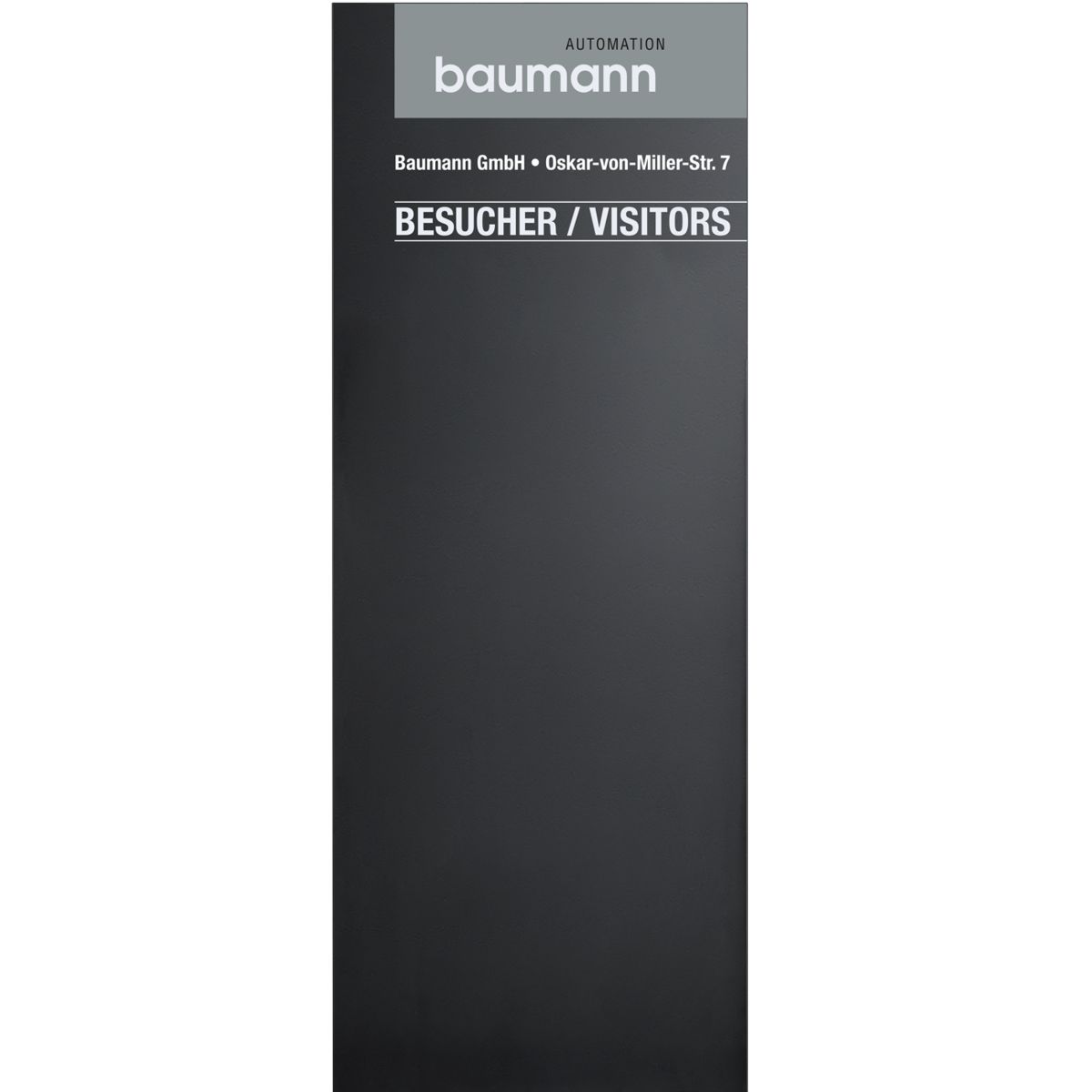 Außenaufsteller, Modell Madrid, 2.000 x 730 x 80 mm (H x B x T), Hochformat, Schwarz, zum Einbetonieren