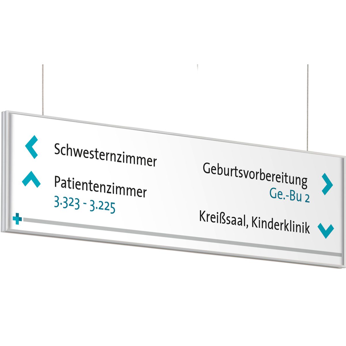 Deckenhänger (Hängeschild), Modell Madrid, 150 x 596 mm (H x B), Silber, für Einleger,  Deckenhänger (Hängeschild), Modell Madrid, 150 x 596 mm (H x B), Silber, für Einleger,