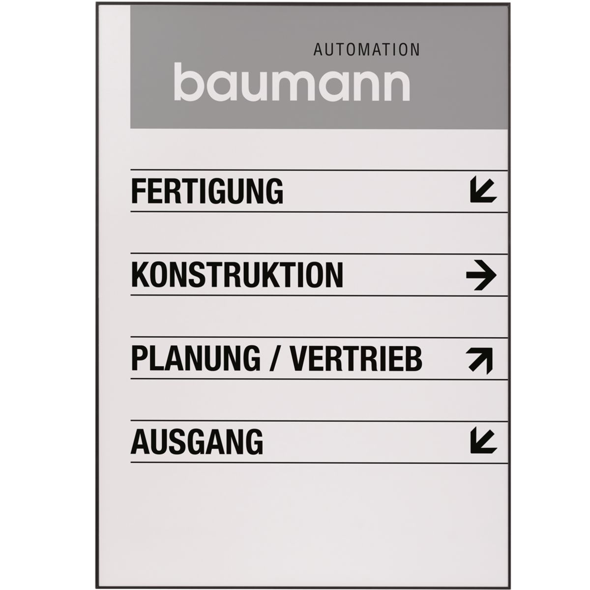 Wandschild, Modell Madrid, ~ DIN A2, Hochformat, Schwarz, Beschriftung mit Einleger