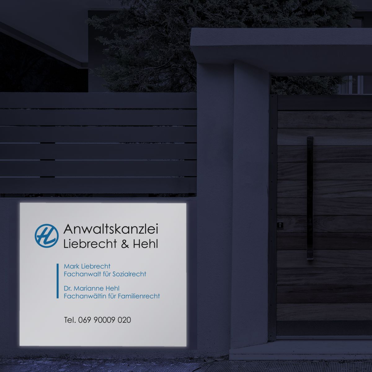 Wandschild, Modell Madrid, 1.000 x 1.250 mm (H x B), inkl. LED-Beleuchtung