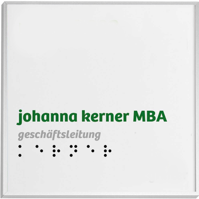 Taktiles Türschild Modell Madrid Plus, 150 x 150 mm, Silber