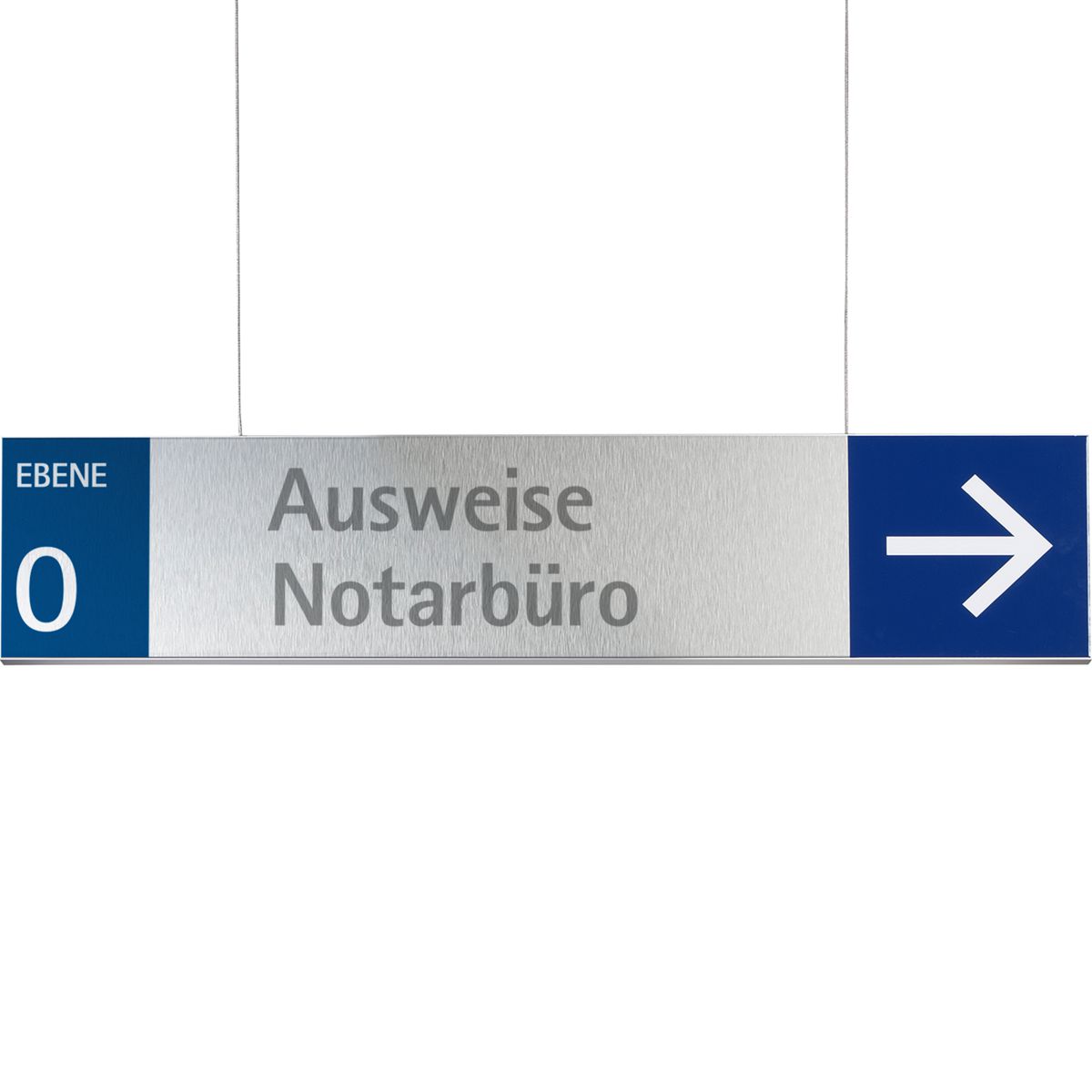 Deckenhänger (Hängeschild), Modell Rio, 150 x 850 mm (H x B), Beschriftung direkt