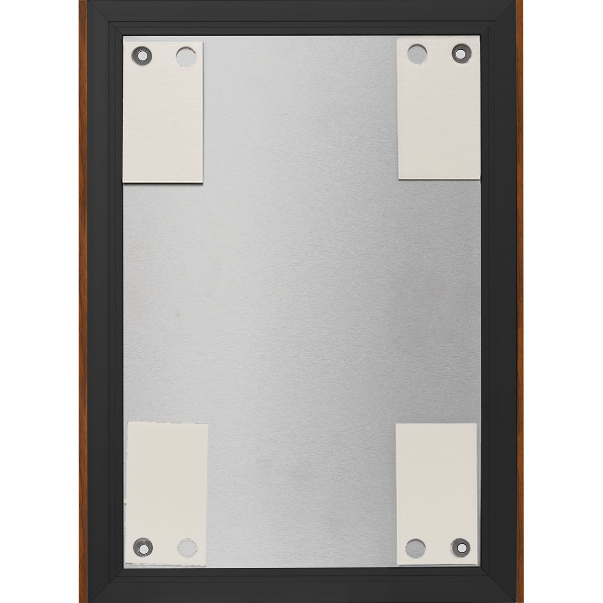 Wandschild, Modell LMH, ~ DIN A4, Hochformat, Holzrahmen Nussbaum kombiniert mit schwarzem Aluminium