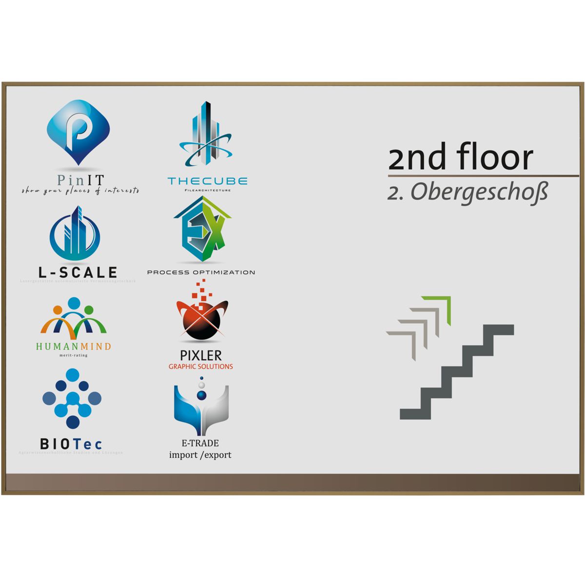 Wandschild, Modell Madrid, ~ DIN A3, Querformat, Bronze, Beschriftung mit Einleger