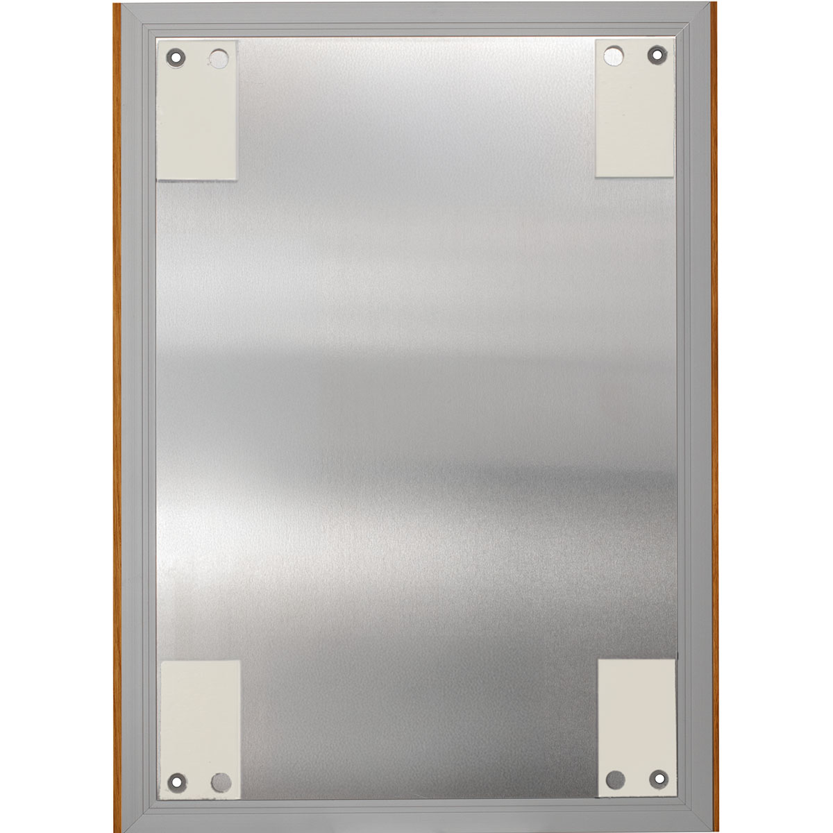 Wandschild, Modell LMH, ~ DIN A3, Hochformat, Holzrahmen Eiche kombiniert mit silbernem Aluminium