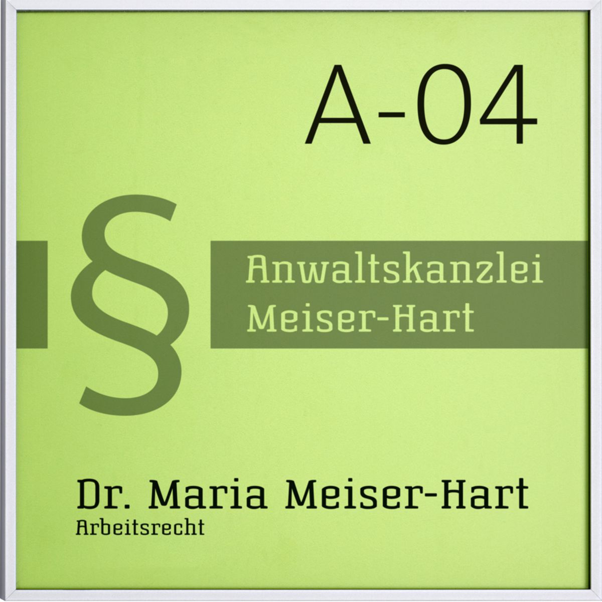 Türschild, Modell Madrid, 150 x 150 mm, Silber, Klebemontage, Muster Türschild, Modell Madrid, 150 x 150 mm, Silber, Klebemontage, Muster