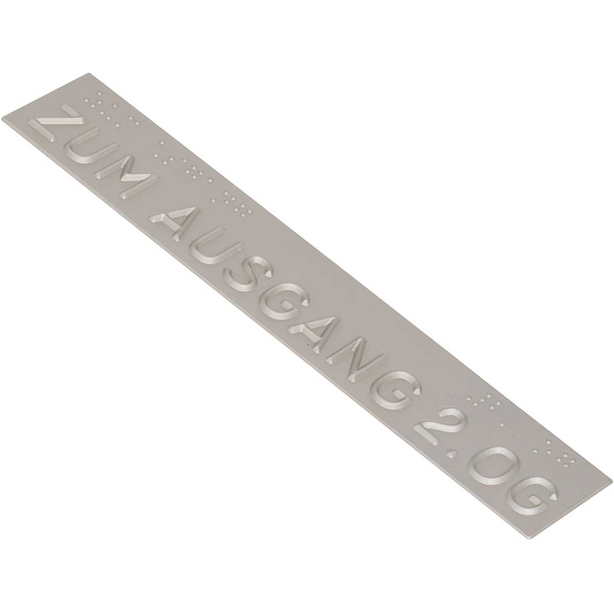 Handlaufschild aus Aluminium, max. 15 Zeichen, Handlauf flach