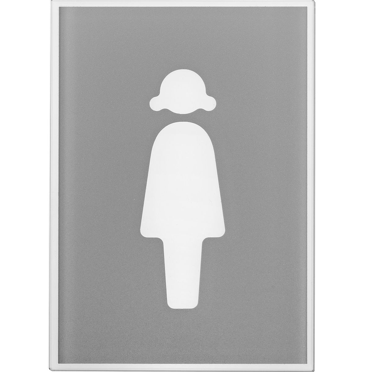 WC Schild Damen aus Glas mit hellgrauem Motiv, 148 x 105 mm (H x B), Klebemontage