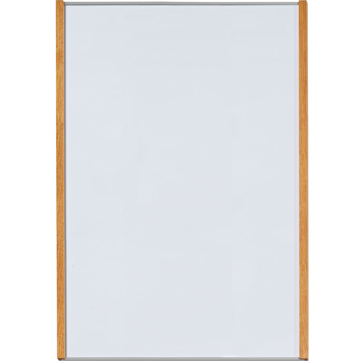 Wandschild, Modell LMH, ~ DIN A3, Hochformat, Holzrahmen Eiche kombiniert mit silbernem Aluminium