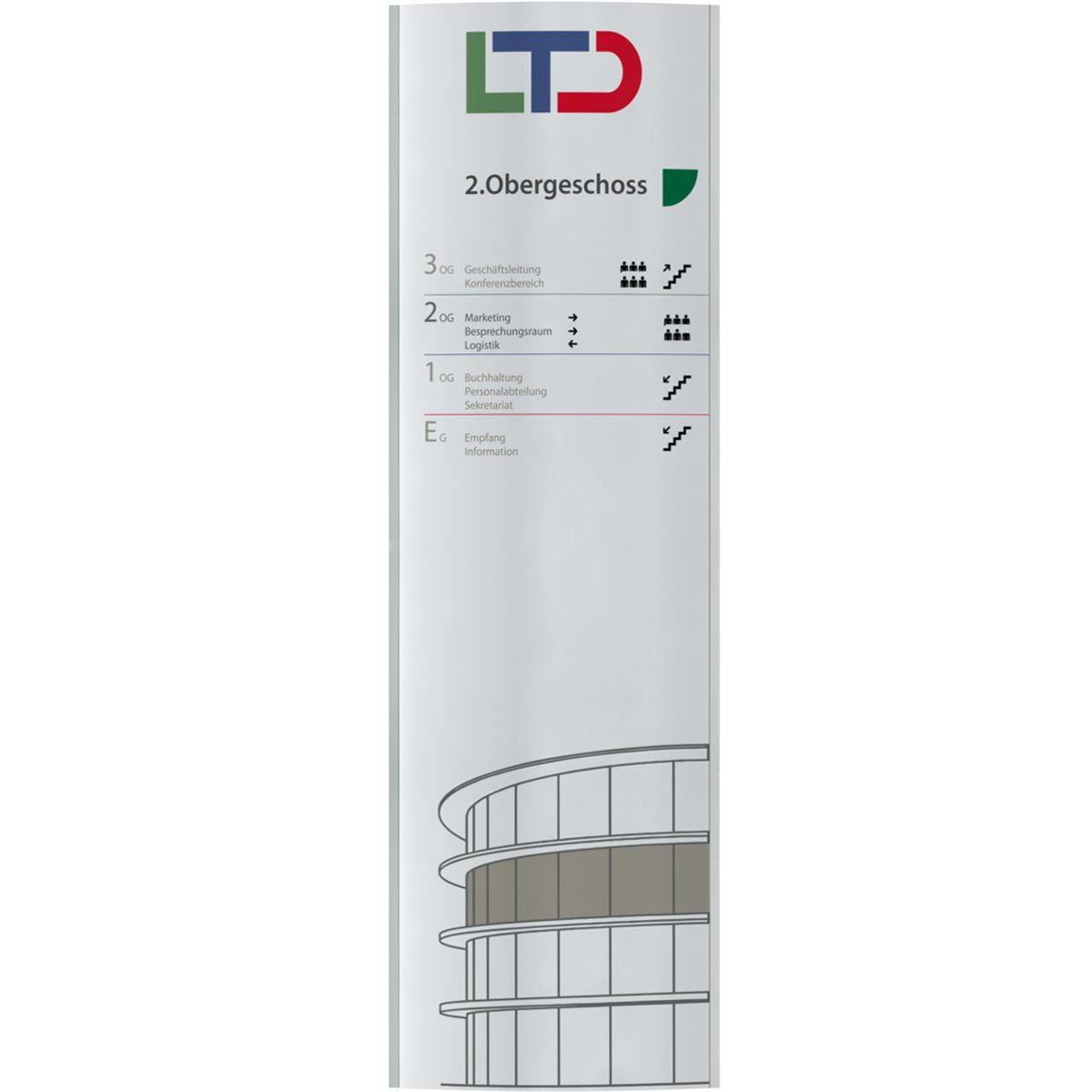 Wandschild, Modell Orlando, 2.000 x 610 mm (H x B), Hochformat