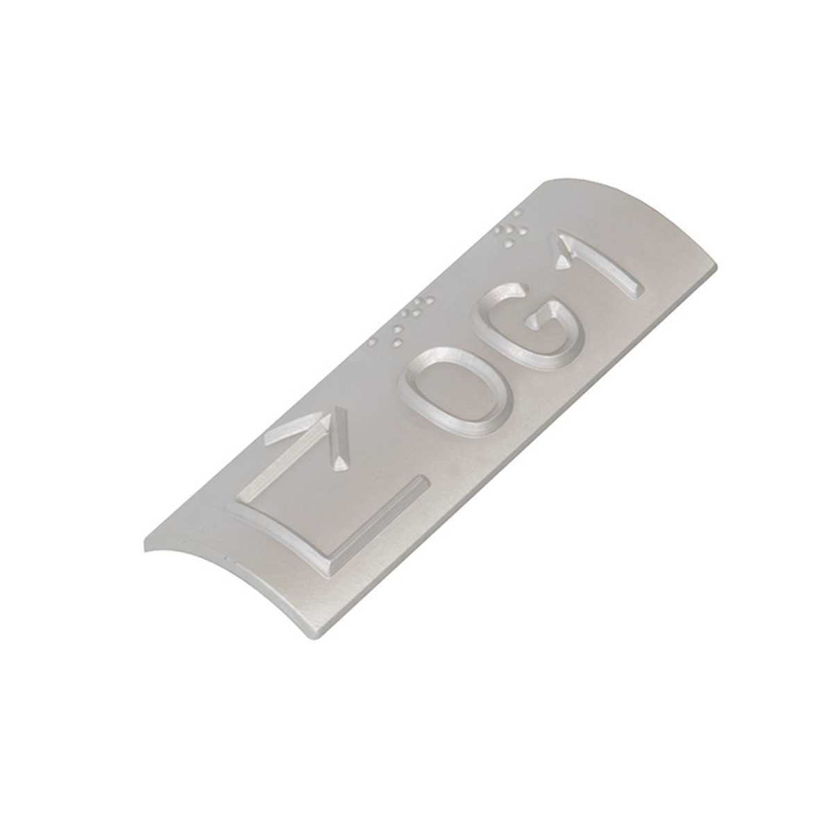 Handlaufschild aus Aluminium, Pfeil mit max. 3 Zeichen, z. B. ← OG 1, Handlauf rund